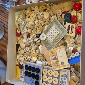 Box of vintage buttons